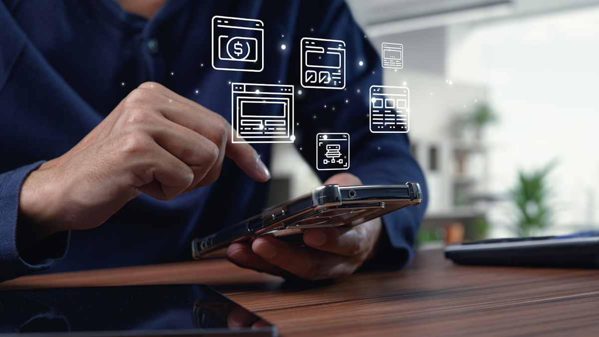 User interacting with mobile checkout interface and digital commerce elements highlighting payment flow and user experience