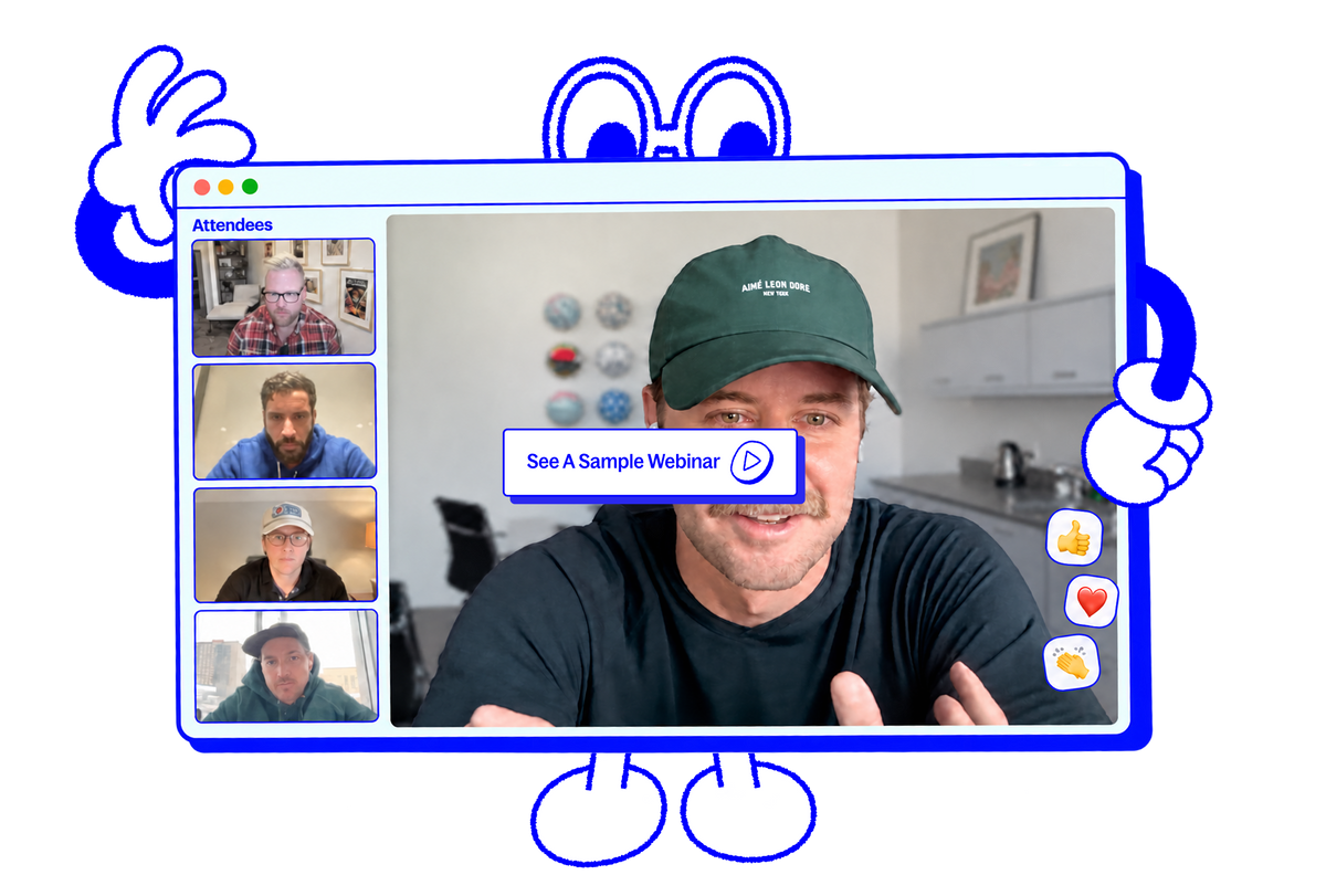 Oddit webinar recording framed by an illustrated browser character